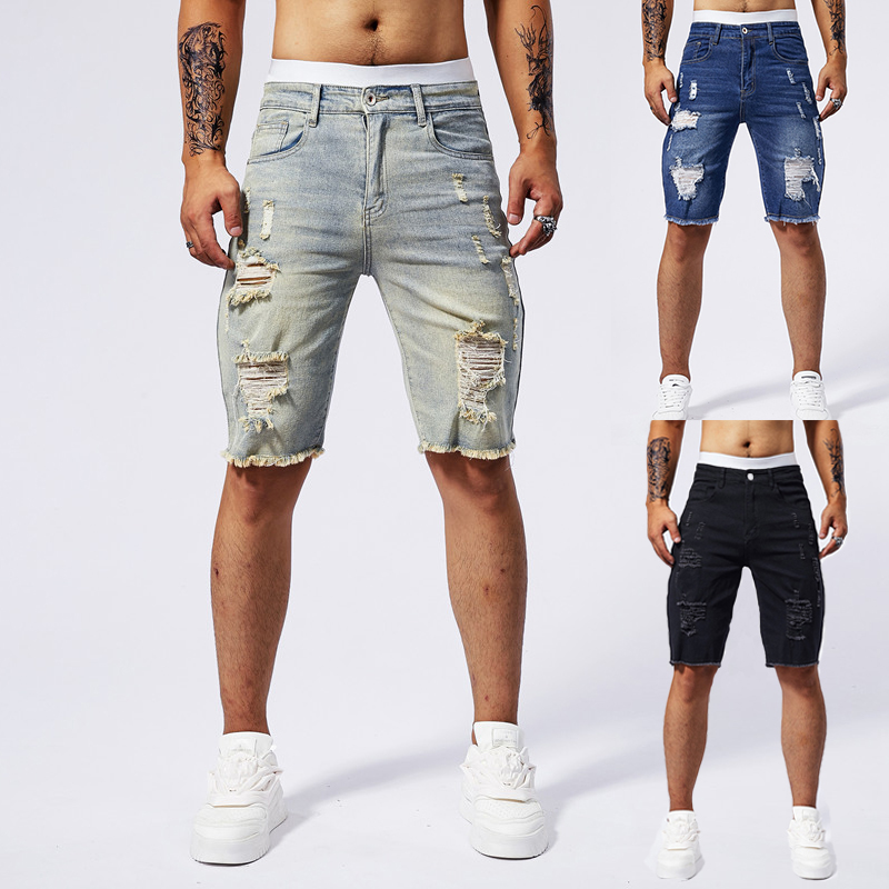 Brand Of Streetwear - Pantaloncini di jeans strappati da uomo